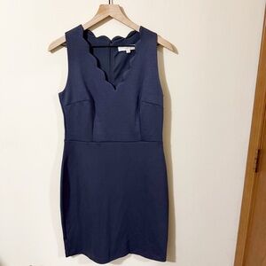 Loft Womens Blue Midi Dress Size 6 Zipper Office Casual Business